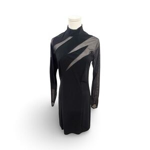 E holiday events, dress, elegant egant Black Sheer Panel Dress